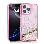 iPhone 16 Pro İle Uyumlu Kılıf Sıvılı Simli Kelebek Baskılı Şeffaf Arka Yüzey Glis Silikon Kapak