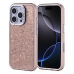 iPhone 16 Pro İle Uyumlu Kılıf Taşlı Tasarım Kapi Kapak 36879 Gold