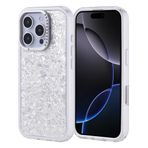 iPhone 16 Pro İle Uyumlu Kılıf Taşlı Tasarım Kapi Kapak 36879 Gümüş