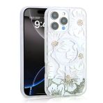 İphone 16 Pro Kılıf Sıvılı Simli Baskılı Şeffaf Arka Yüzey Mossa Silikon Kapak