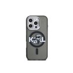 iPhone 16 Pro Max İle Uyumlu Kılıf Karl Lagerfeld Lisanslı Parlayan Simli Karl & Choupette Sketch Logolu Siyah