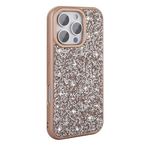 iPhone 16 Pro Max İle Uyumlu Kılıf Parlak Taşlı Tasarım Pırlanta Kapak 35969 Gold