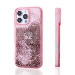 iPhone 16 Pro Max İle Uyumlu Kılıf Sıvılı Simli Şeffaf Arka Yüzey Keto Silikon Kapak 35547 Pembe