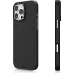 iPhone 16 Pro Max Kılıf Magsafe Özellikli Basit Mat Deri Desenli Youngkit Tech Fashion Serisi Siyah
