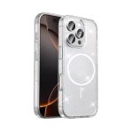 İphone 16 Pro Max Kılıf Magsafe Şarj Özellikli Parlayan Simli Şeffaf Glowing Glittery Transparent Kapak