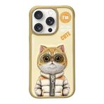 iPhone 16 Pro Max Uyumlu 3D Gözlük Fermuar Hipster Kedi Nakış İşlemeli Kabartmalı Cool Cute Kılıf