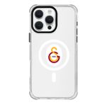 iPhone 16 Pro Max Uyumlu Galatasaray Magsafe Parçalı Logo Şeffaf Lisanslı Telefon Kılıfı