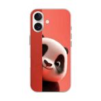 iPhone 16 Uyumlu Şeffaf Kılıf 4 Peluş Panda Tasarımlı