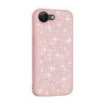 iPhone 16E İle Uyumlu Kılıf Parlak Taşlı Tasarım Pırlanta Kapak 36834 Pembe