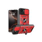 İphone 16E Kılıf Pars Lens Yüzüklü Silikon - Kırmızı