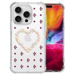 iPhone 16pro ile uyumlu kılıf, kalp çiçekli, baskılı, şeffaf telefon kılıfı, dört köşeli, hava yastıkları, TPU Softshell düşmeye karşı dayanıklı, çarpma önleyici ve kaymaz