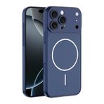 iPhone 17 Pro için Magsafe ile Uyumlu Parmak İzi Tutmayan Alüminyum Görünümlü Kılıf Süper Wireless Kablosuz Şarj Destekli Sert ve Dayanıklı Polikarbon Malzeme (Lacivert, iPhone 17 Pro)