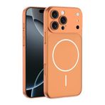 iPhone 17 Pro için Magsafe ile Uyumlu Parmak İzi Tutmayan Alüminyum Görünümlü Kılıf Süper Wireless Kablosuz Şarj Destekli Sert ve Dayanıklı Polikarbon Malzeme (Turuncu, iPhone 17 Pro)