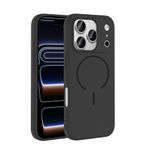 iPhone 17 Pro ile Uyumlu Telefon Kılıfı Kablosuz Şarj Özellikli Meta Kapak Yüksek Kamera Koruma Çerçevesi Siyah