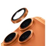 İphone 17 Pro / İphone 17 Pro Max Lens Koruyucu Sapphire Cam Optix Prime Çelik Dayanıklı Çerçeve Turuncu