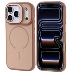 iPhone ile uyumlu 17 Pro Kılıf Kablosuz Şarj Özellikli Kamera Standlı Notron Kapak Gold
