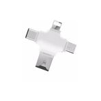 iPhone iPad Android Uyumlu Otg - Micro Otg - Type C Otg 3 in1 Kart Okuyucu Reader - Beyaz