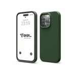 iPhone Kılıf İnce Sıvı Silikon 3 Katmanlı Tam Kaplamalı Yumuşak Jel Kauçuk Kılıf Kapak (Asker Yeşili (45), iPhone 15 Pro)