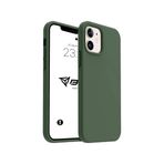 iPhone Kılıf İnce Sıvı Silikon 3 Katmanlı Tam Kaplamalı Yumuşak Jel Kauçuk Kılıf Kapak (Asker Yeşili, iPhone 12/12 Pro)