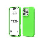 iPhone Kılıf İnce Sıvı Silikon 3 Katmanlı Tam Kaplamalı Yumuşak Jel Kauçuk Kılıf Kapak (Fosfor Yeşil (14), iPhone 16 Pro)