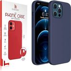 iPhone Kılıf İnce Sıvı Silikon 3 Katmanlı Tam Kaplamalı Yumuşak Jel Kauçuk Kılıf Kapak (Lacivert, iPhone 12/12 Pro)