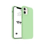 iPhone Kılıf İnce Sıvı Silikon 3 Katmanlı Tam Kaplamalı Yumuşak Jel Kauçuk Kılıf Kapak (Nane Yeşili, iPhone 12/12 Pro)