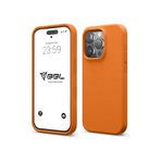 iPhone Kılıf İnce Sıvı Silikon 3 Katmanlı Tam Kaplamalı Yumuşak Jel Kauçuk Kılıf Kapak (Parlak Turuncu (48), iPhone 15 Pro)