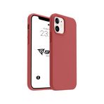 iPhone Kılıf İnce Sıvı Silikon 3 Katmanlı Tam Kaplamalı Yumuşak Jel Kauçuk Kılıf Kapak (Sönük Kırmızı, iPhone 12/12 Pro)