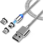 Iphone Lightning Samsung Micro USB Type C Mıknatıslı Şarj Kablosu