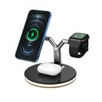 iPhone MagSafe Uyumlu Kablosuz Şarj Aleti İstasyonu AirPods Watch Wireless Hızlı Şarj Siyah