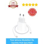 Iphone Tüm Seriler 20W Uyumlu Hızlı Şarj Aleti Adaptör ve Kablo 6 7 8 x 11 12 13 14 Pro Max Şarz - Beyaz