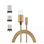 İphone Type-C Android 3 Yuvarlak Başlık Manyetik Şarj Usb Kablosu-(5775)