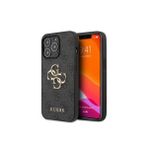 İphone Uyumlu 13 Pro Max Kılıf Guess Lisanslı Pu Deri 4g Desenli Metal Büyük 4g Ve Yazı Logolu Gri