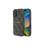 iPhone Uyumlu 16 Kılıf Guess Lisanslı Magsafe Şarj Özellikli 4g Desenli Yazı Logolu Kahverengi