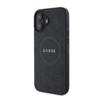 iPhone Uyumlu 16 Plus Kılıf Guess Lisanslı Magsafe Şarj Özellikli Yazı Logolu Saffiano Peony Siyah