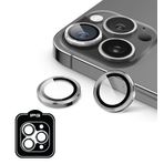 iPhone Uyumlu IPG ProLENS Kamera Lens Koruyucu – Alüminyum CD Çerçeve, HD Netlik, Çizilmelere Dayanıklı, Bireysel Kamera Lens Kapağı (Gümüş, iPhone 15 Pro/Pro Max)