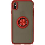 İphone X Kılıf Montreal Yüzüklü Silikon Kapak - Kırmızı