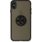 İphone Xs Kılıf Montreal Yüzüklü Silikon Kapak - Siyah