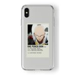 Iphone Xs Max ile Uyumlu One Punch Man Minimalist Poster Tasarım Baskılı Şeffaf Kılıf