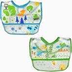 Iplay Bebek Mama Önlüğü, 6-18 Ay, 2'li Set, Su Geçirmez Eva Kumaş, Cepli ve Cırtlı, Mavi ve Yeşil