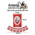 Ipli Ata Bayrak Buyuk Boy 40Li 11X19cm 1 Paket Ata Bayrak Kagit Ipli Sirali Ayyildiz Bayrak Sinif Susu Okul Bayram