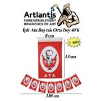 Ipli Ata Bayrak Orta Boy 40Li 8X13cm 3 Paket Atali Bayrak Kagit Ipli Sirali Ayyildiz Bayrak Sinif Susu Okul Bayram