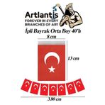 Ipli Bayrak Orta Boy 40Li 8X13cm 1 Paket Turk Bayragi Kagit Ipli Sirali Ayyildiz Bayrak Sinif Susu Okul Bayram