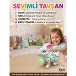 İpli Pilli Işıklı, Müzikli ve Hareketli Sevimli Dans Eden Tavşan Oyuncak Hayvan Figürü BEYAZ