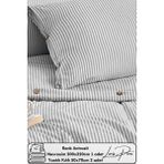 Ipliği Boyalı Pamuklu Çift Kişilik Çizgili Düğmeli Nevresim Seti 200X220 cm King Size - Gri - Antrasit - 200 x 220 cm