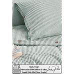 Ipliği Boyalı Pamuklu Çift Kişilik Çizgili Düğmeli Nevresim Seti 200X220 cm King Size - Yeşil - 200 x 220 cm