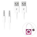 iPod Shuffle Kablosu, iAbler 2'li Paket 3,5 mm Jak/USB USB Güç Şarj Cihazı Senkronizasyon Veri Aktarım Kablosu iPod Shuffle 3. 4. 5. MP3/MP4 için
