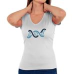 Iprints Minimalist DNA Molekülü Biyoloji Bilim Grafiği Kadın V Yaka Tişört, beyaz, XXL