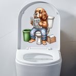 Iprokiu Komik Hayvan Klozet Kapağı Çıkartması Su Geçirmez Karikatür Köpek Kedi Klozet Kapağı Çıkartması Dinozor Ördek Tuvalet Banyo Çıkartması Ev Duvar Çıkartması (Köpek)