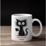 Iptal Et Beni Bugün Yazılı Komik Kedi Tasarımlı Mizahi Kahve Kupası Hediye Kupa Bardak - Beyaz - 100 ml